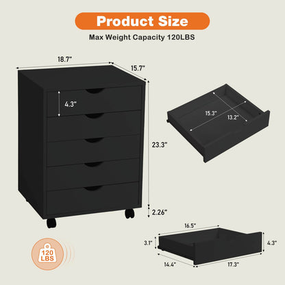 Storage Cabinet Dressers with Wheels Mobile Organizer Drawers for Office, Bedroom, Home