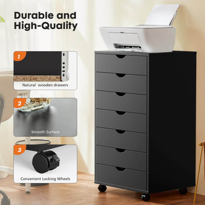 Storage Cabinet Dressers with Wheels Mobile Organizer Drawers for Office, Bedroom, Home
