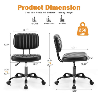 Adjustable Height 360° Rolling Swivel Computer Task Chair without Arm