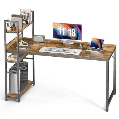 Wood Office Desk with Storage Removable Middle Shelf for Dorm, Student, Gaming